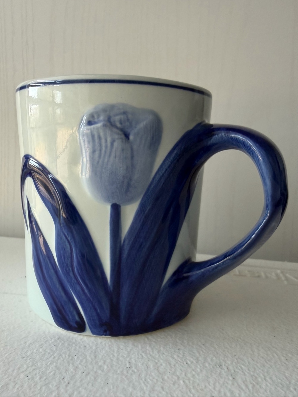 Royal Delft Hand Painted Blue White Floral Mug Holland Vintage Coffee Cup